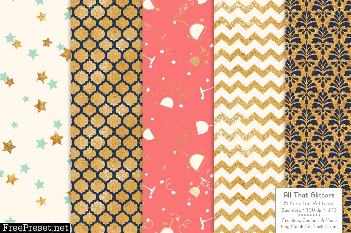 Modern Chic Celebrate Gold Digital Paper Set