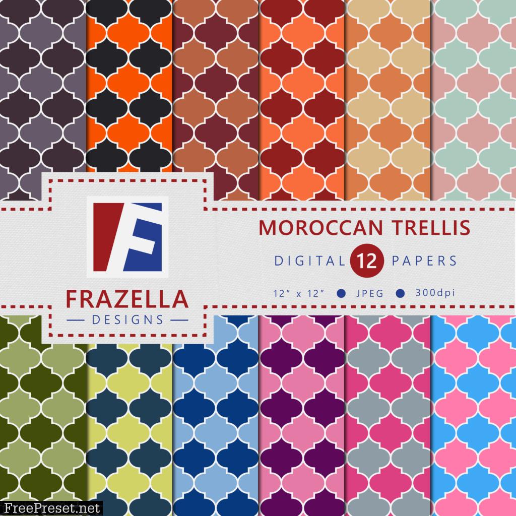 Moroccan Trellis Pattern Digital Paper Collection