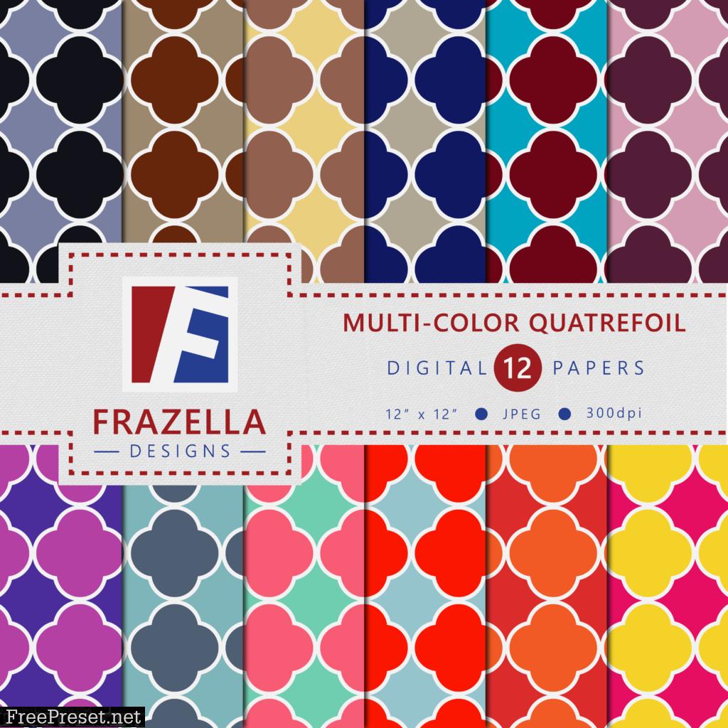 Multi-Color Quatrefoil Pattern Digital Paper Collection