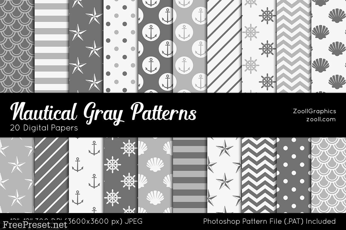 Nautical Gray Digital Papers