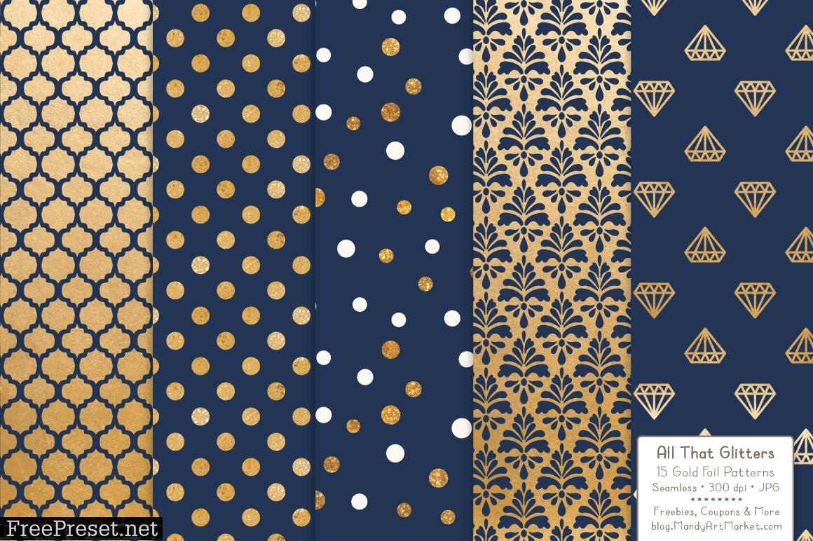 Navy Celebrate Gold Digital Paper Set