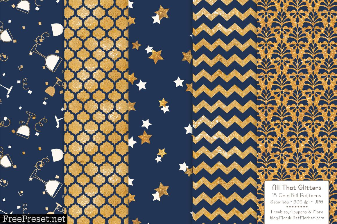 Navy Celebrate Gold Digital Paper Set