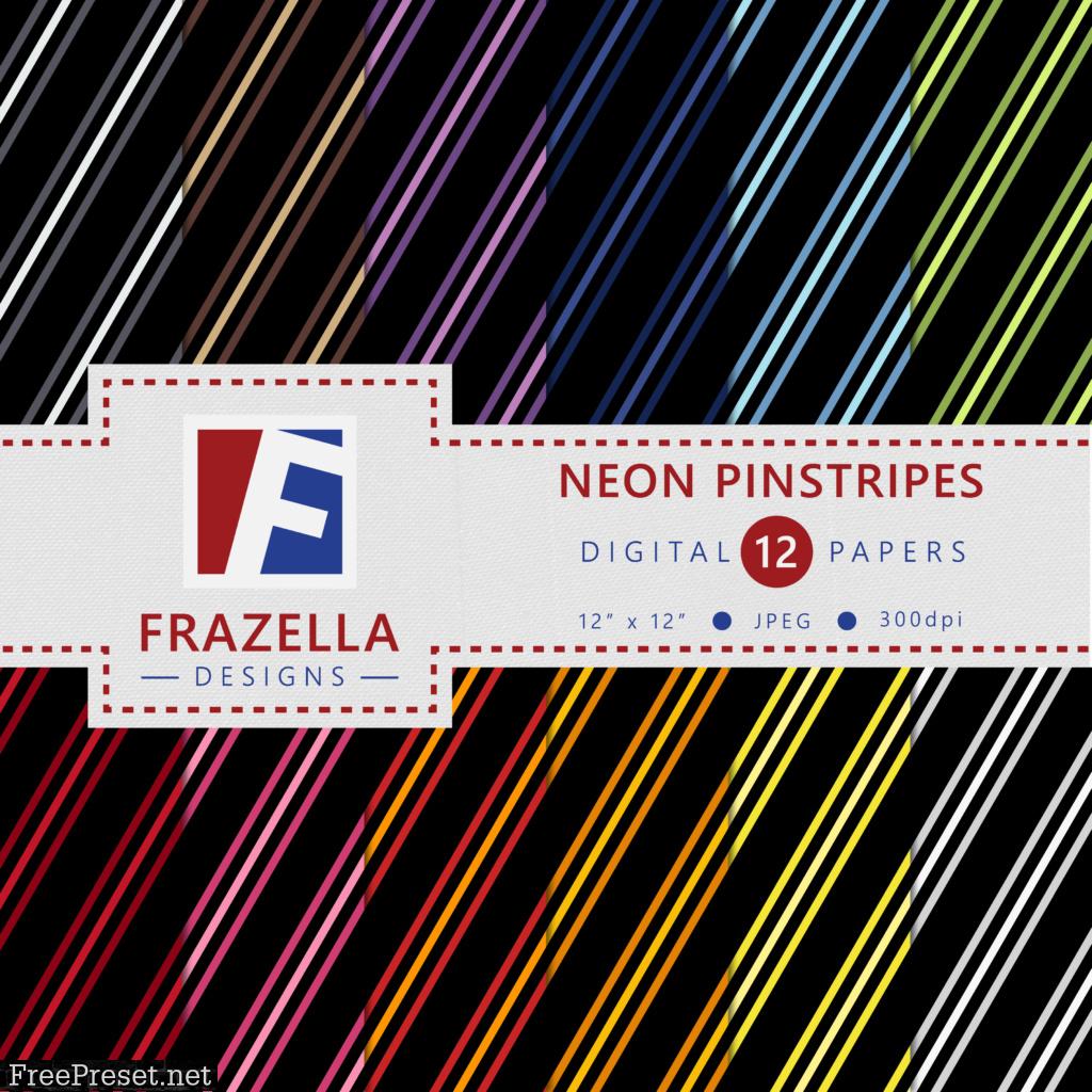 Neon Pinstripes Patterns Digital Paper Collection