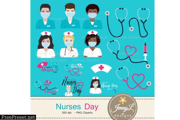 Nurses Day Digital Papers and Clipart