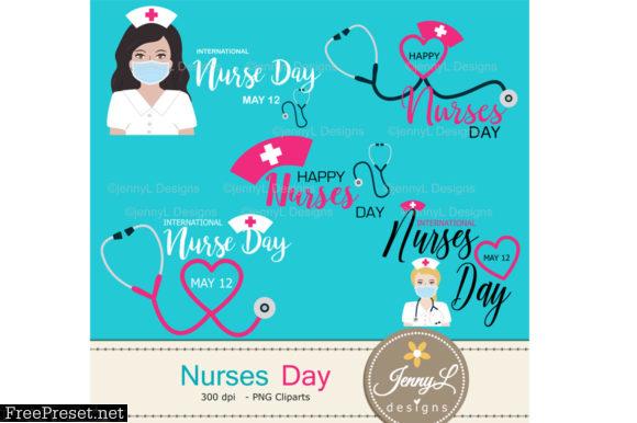 Nurses Day Digital Papers and Clipart