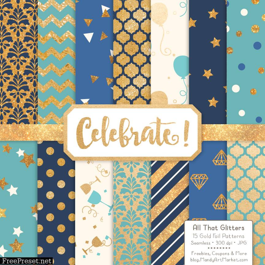 Oceana Celebrate Gold Digital Paper Set