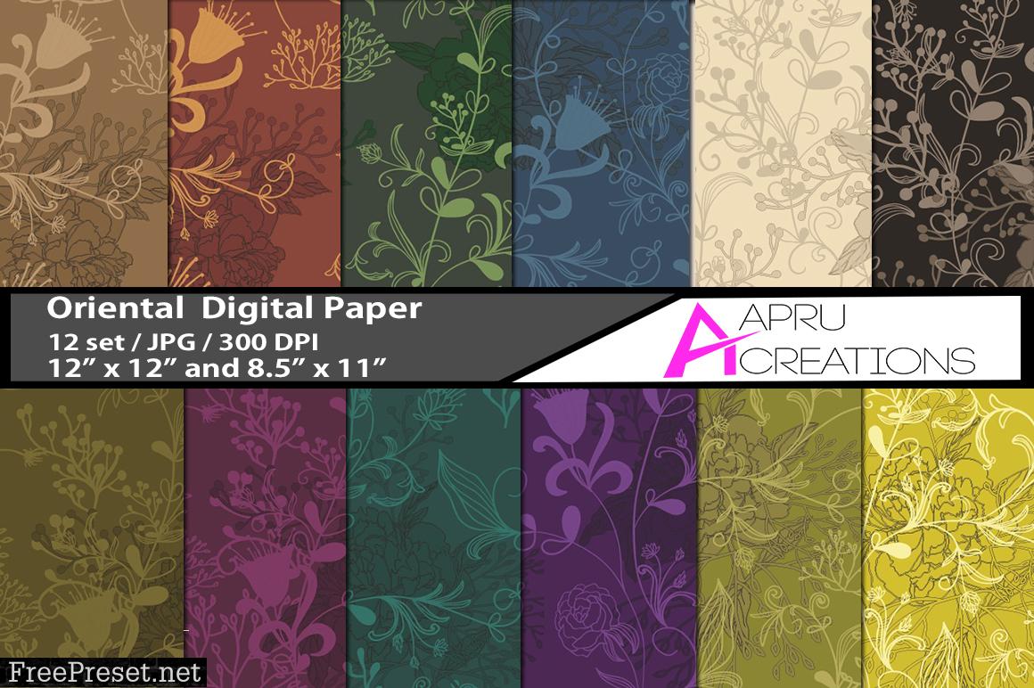 Oriental Digital Papers Patterns