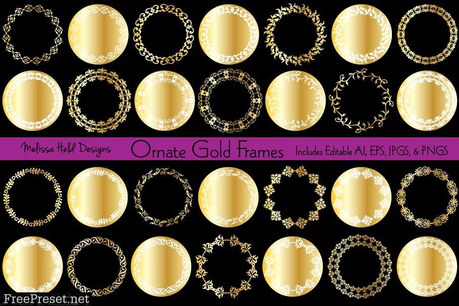 Ornate Gold Circle Frames