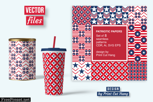 Patriotic Repeating Patterned Papers 