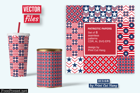 Patriotic Repeating Patterned Papers 