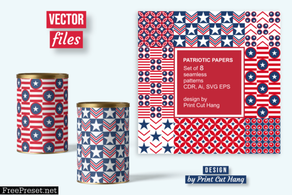 Patriotic Repeating Patterned Papers 