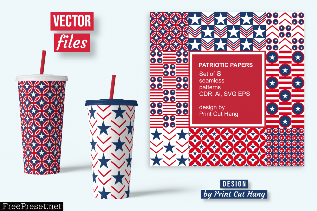 Patriotic Repeating Patterned Papers 