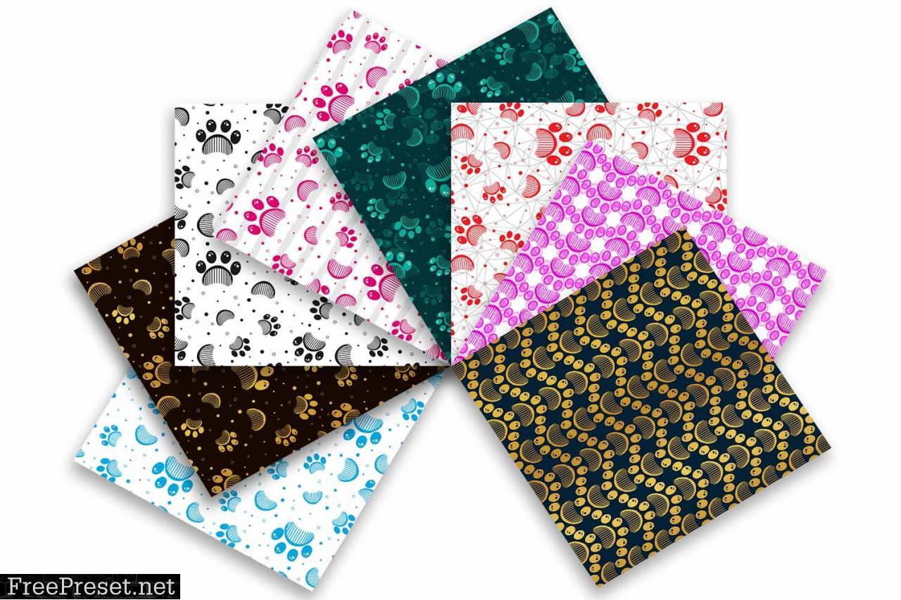 Paw Print and Comb Seamless Pattern