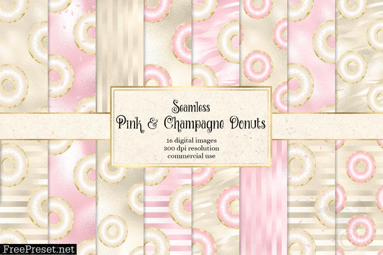 Pink and Champagne Doughnut Patterns