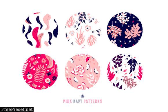 Pink Navy Vector Patterns