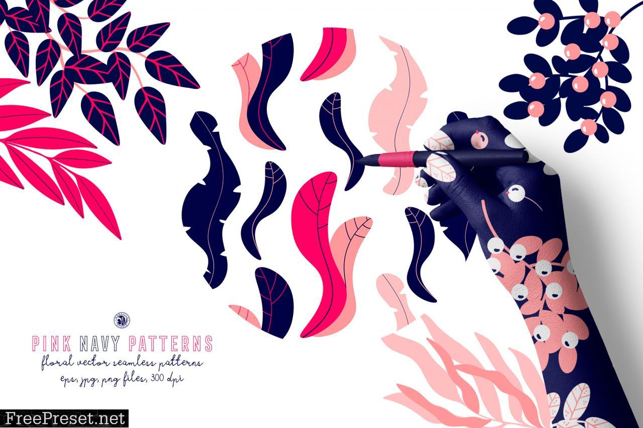 Pink Navy Vector Patterns