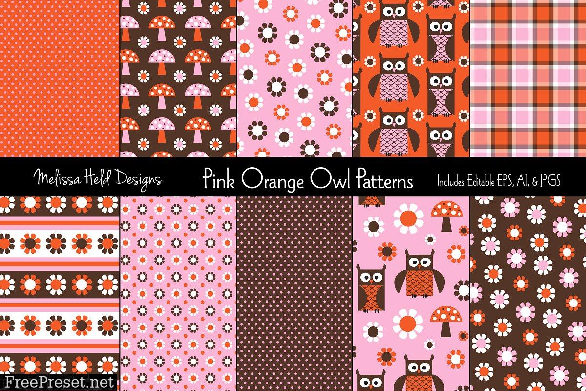 Pink & Orange Owl Patterns