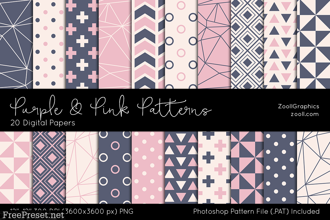 Purple and Pink Digital Papers