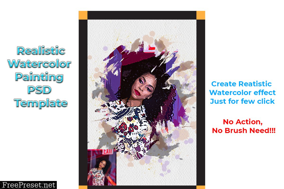 Realistic Watercolor PSD Template 4570617