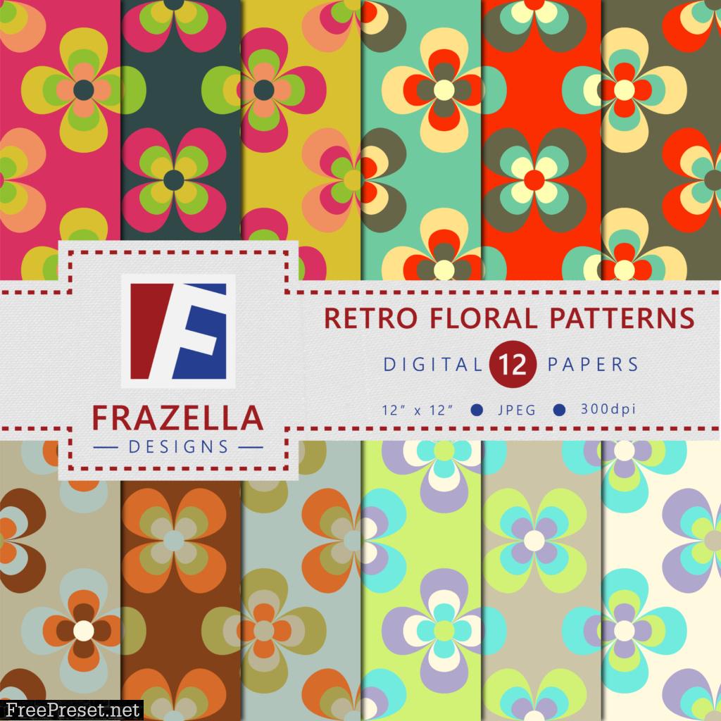 Retro Floral Design Digital Paper