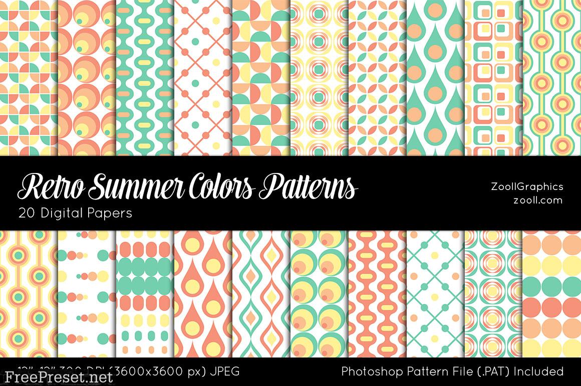 Retro Summer Colors Digital Papers