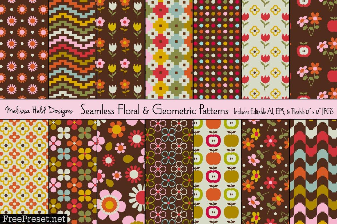 Seamless Floral & Geometric Patterns