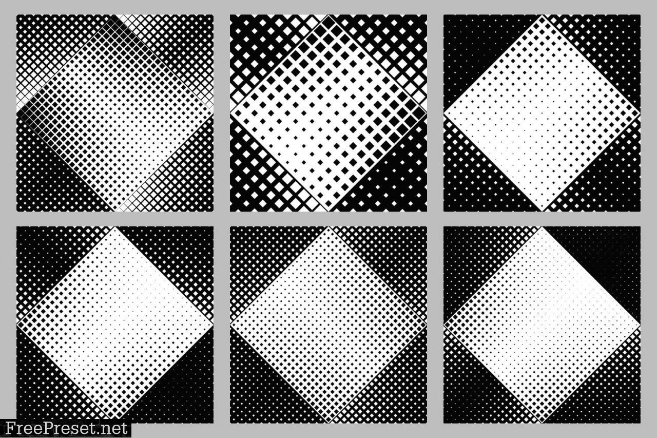 Seamless Halftone Square Pattern Set