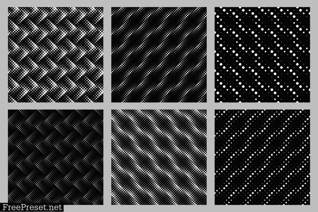 Seamless Monochrome Square Pattern Set