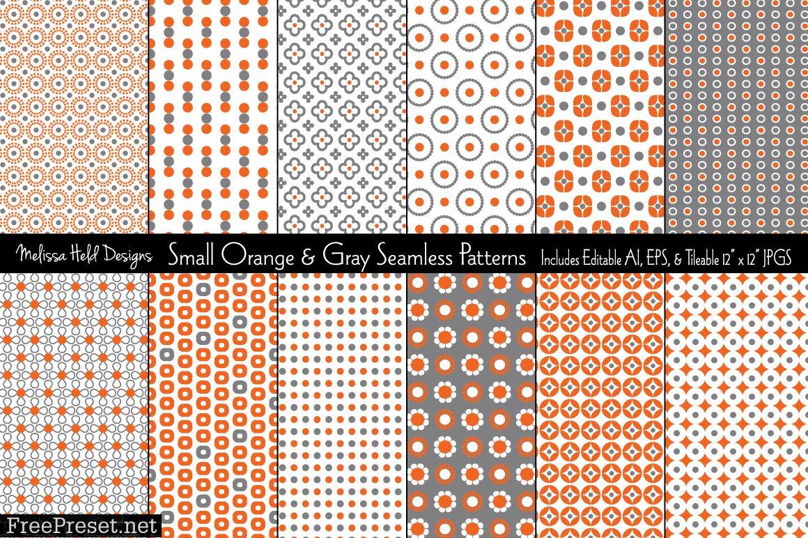 Seamless Orange Gray Geometrics