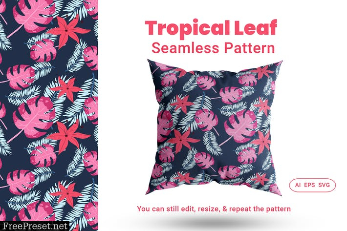 Seamless Pattern Tropical Leaf 5LCL6NX