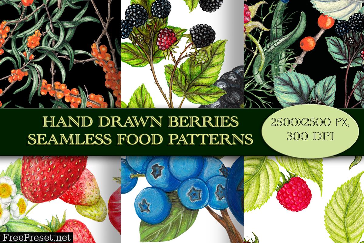 Seamless Patterns of Hand Drawn Berries