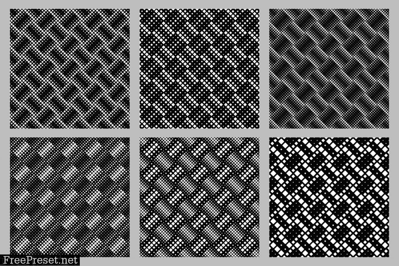 Seamless Rounded Square Pattern Set