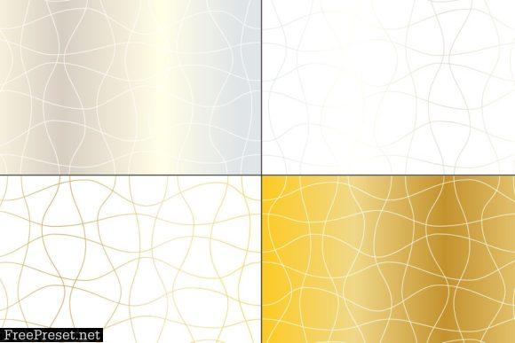 Seamless Silver Gold Wavy Geometrics