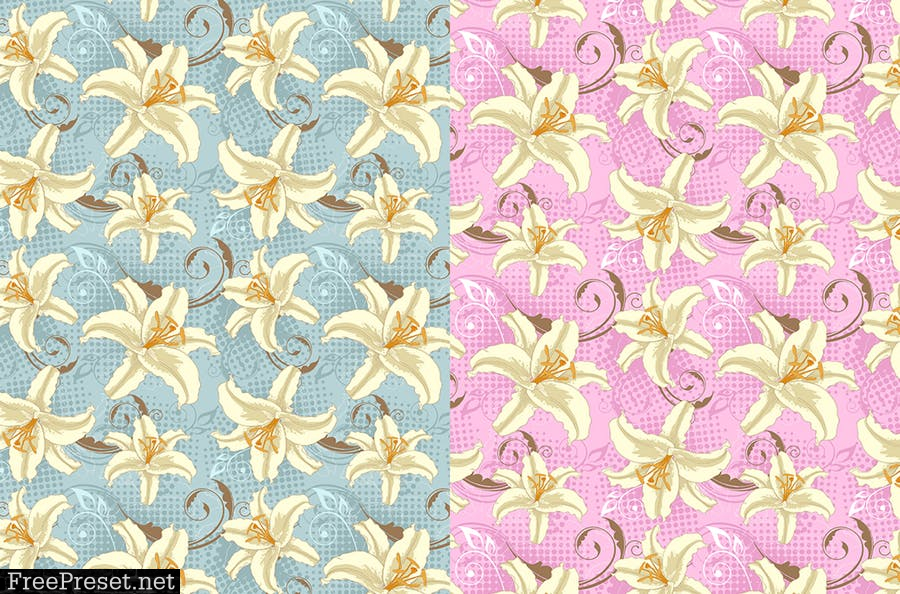 Set of Floral Seamless Patterns BR4NQX