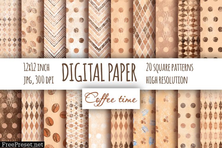 Shabby Coffee Digital Paper.