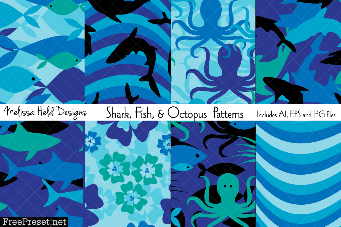 Shark, Fish & Octopus Patterns