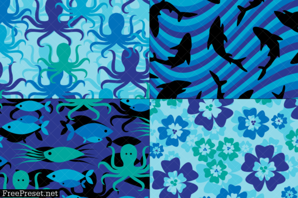 Shark, Fish & Octopus Patterns