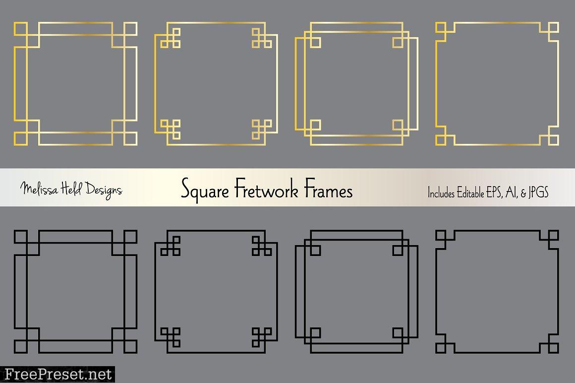 Silver & Gold Square Fretwork Frames