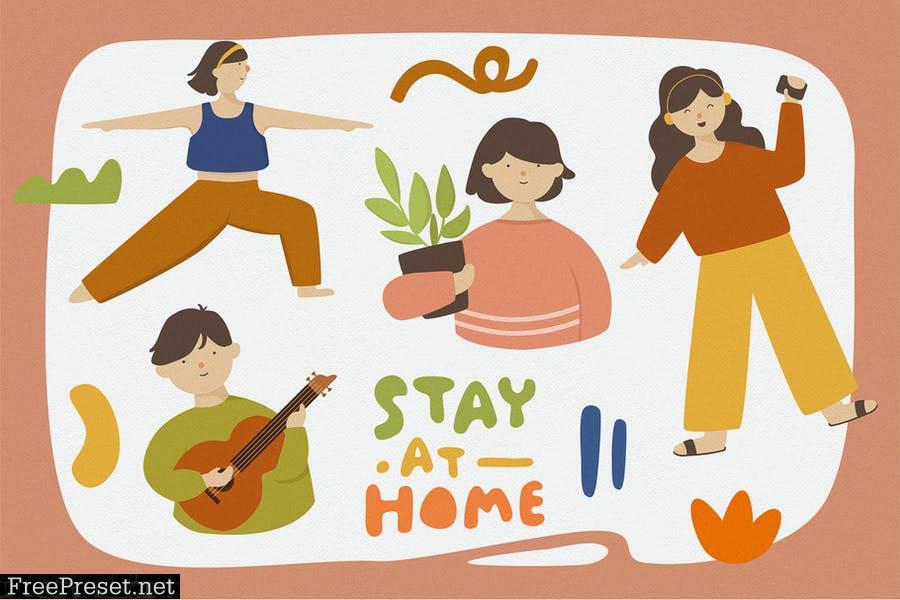 Stay at Home Activities Vector Clipart Pack X5PPTHV