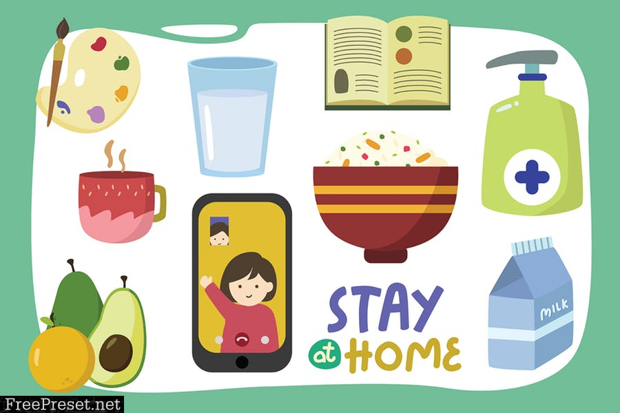 Stay at Home Vector Clipart Pack HBTM5CK