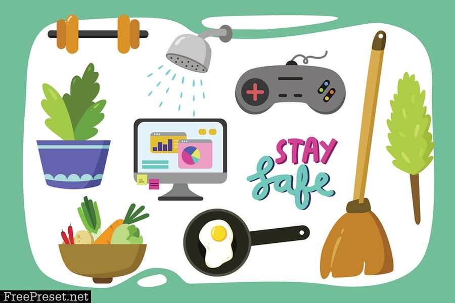 Stay at Home Vector Clipart Pack HBTM5CK