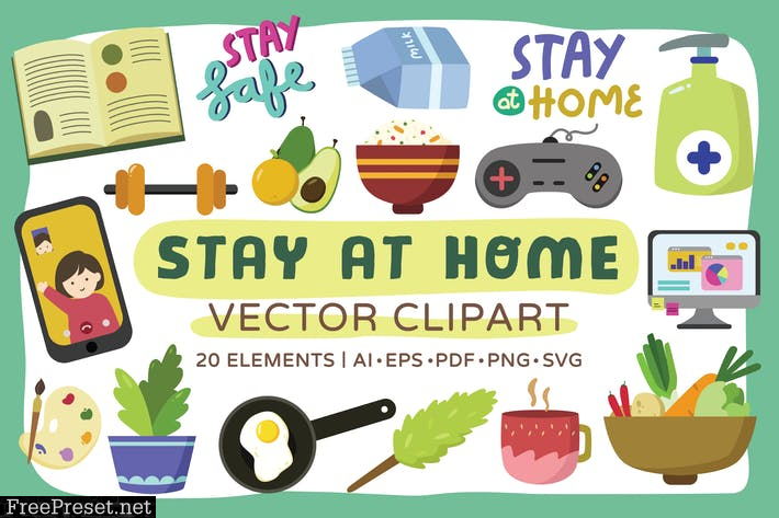 Stay at Home Vector Clipart Pack HBTM5CK