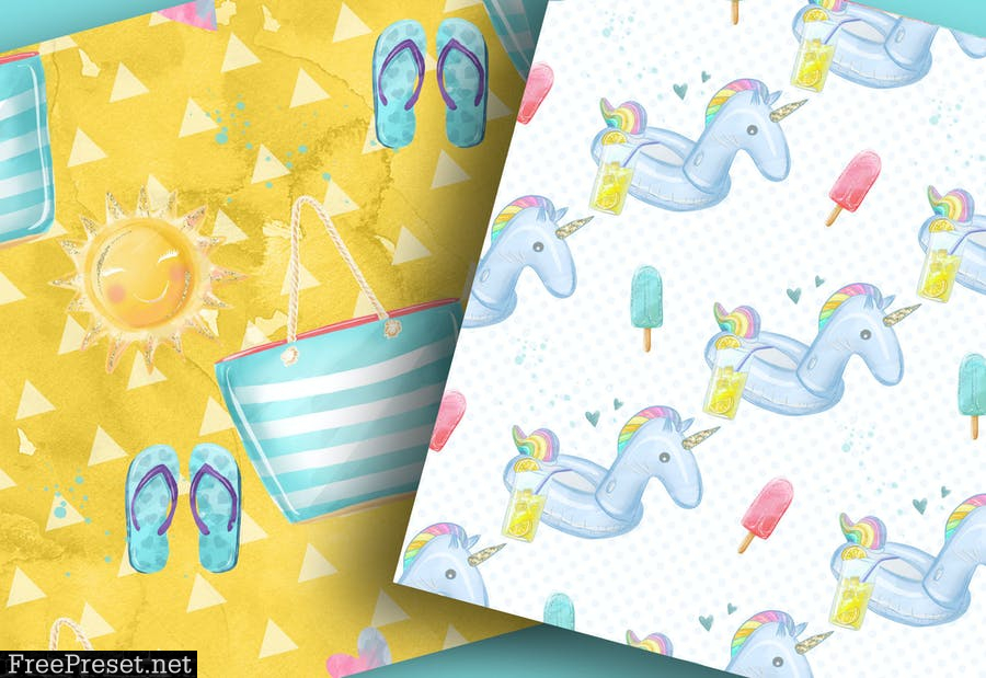 Summer Time digital paper pack F37ERDJ