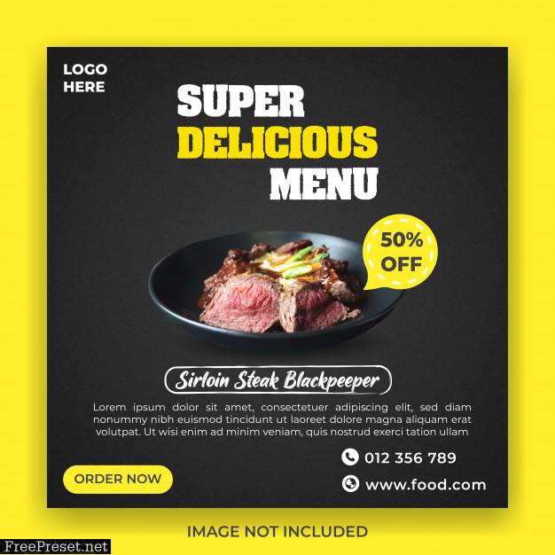 Super delicious menu promotion banner template