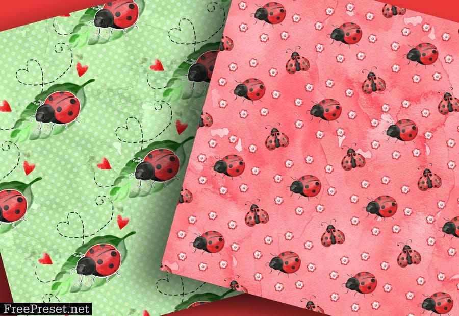 Sweet Ladybug digital paper pack 6P5QPX