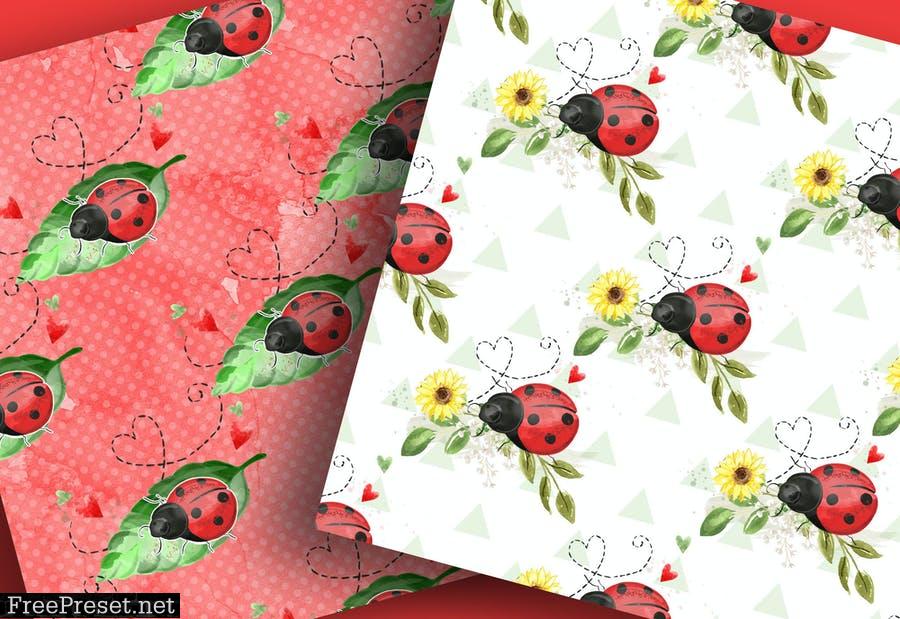 Sweet Ladybug digital paper pack 6P5QPX