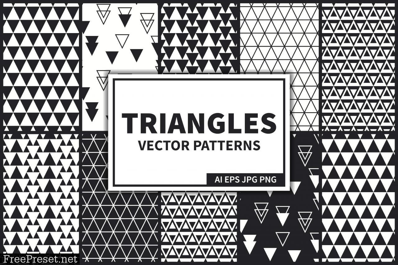 Triangles Vector Seamless Patterns