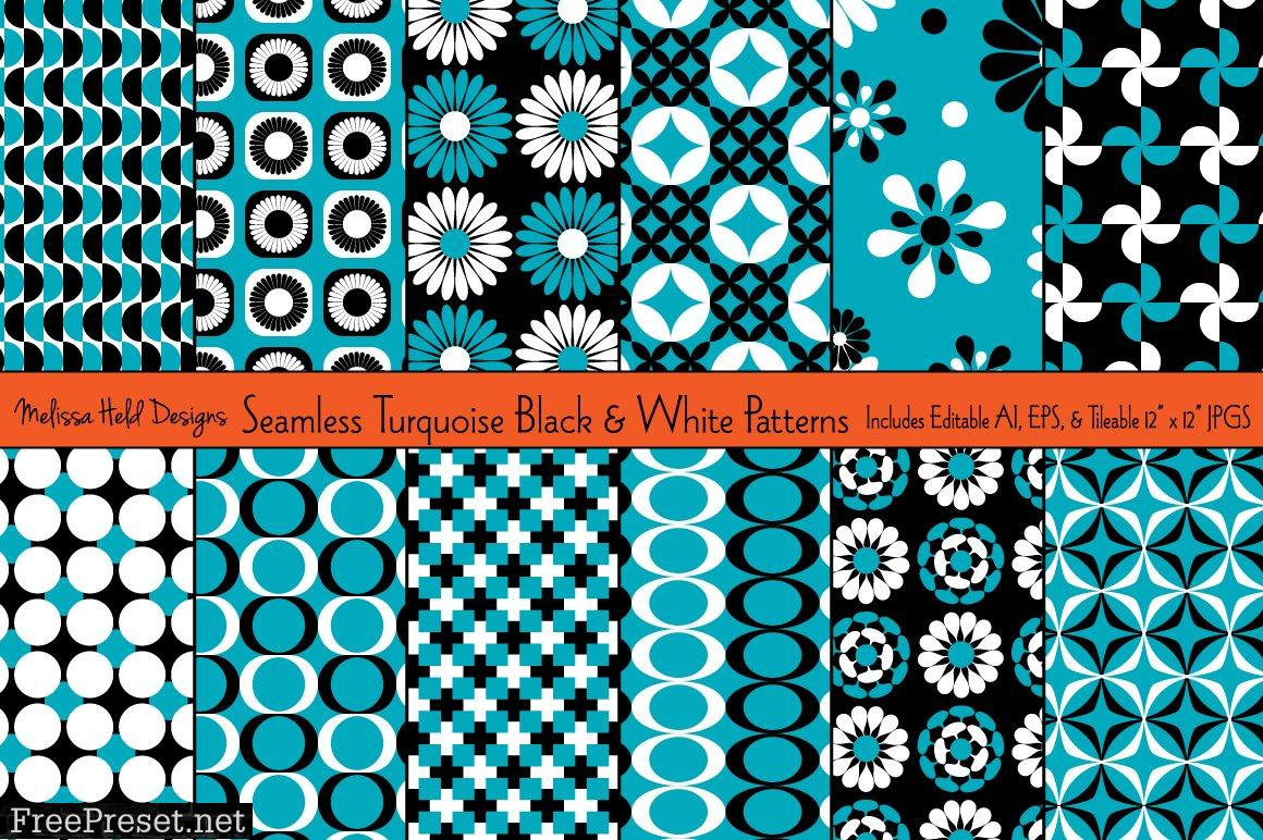 Turquoise, Black & White Patterns