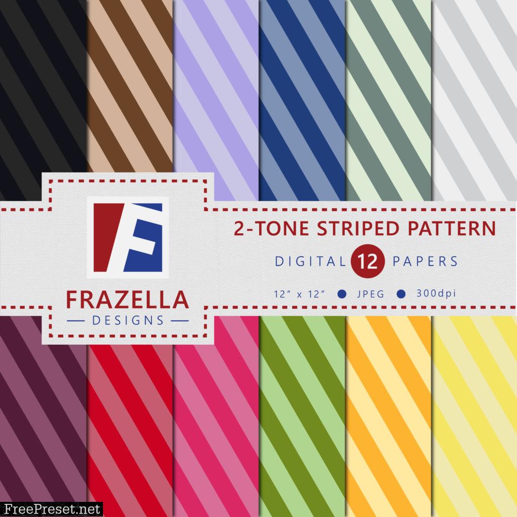 Two Tone Striped Pattern Digital Paper Collection