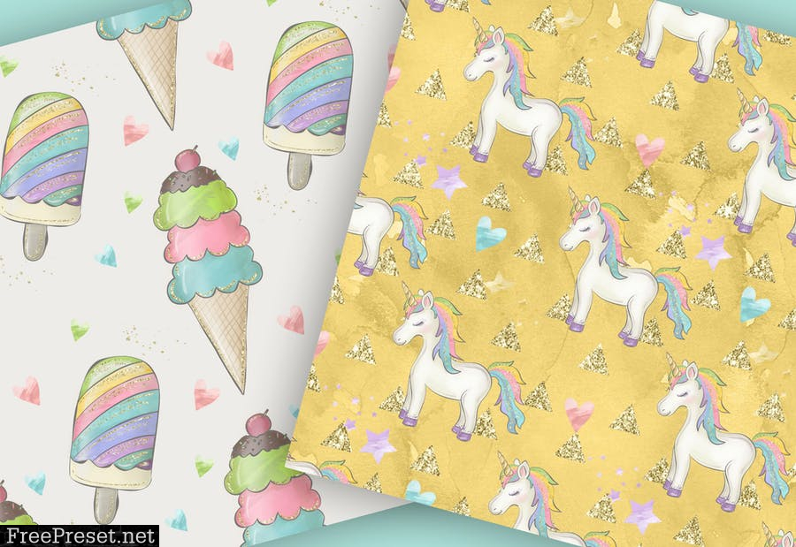 Unicorns digital paper pack DPSW478